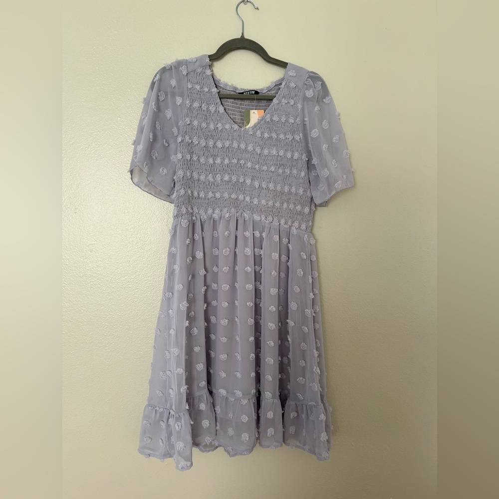 BTFBM Women's Smocked Swiss Dot Dress